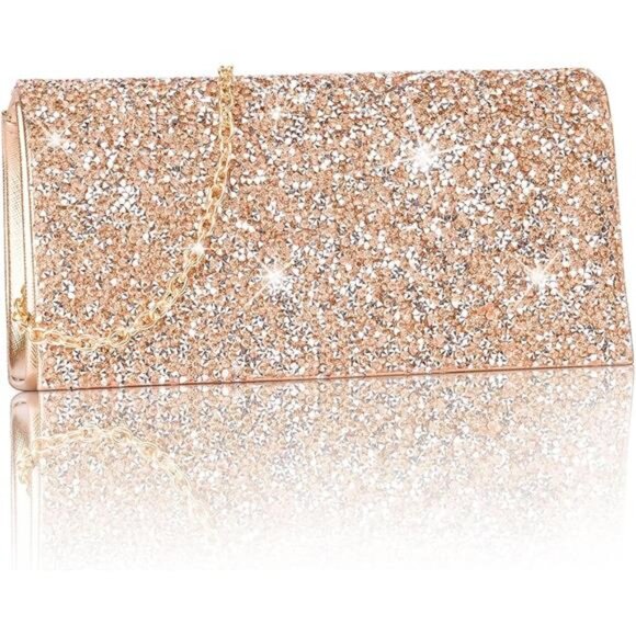 Women's Evening Handbags, Bling Rhinestone Purse w/Chain, Stunning - Picture 1 of 8